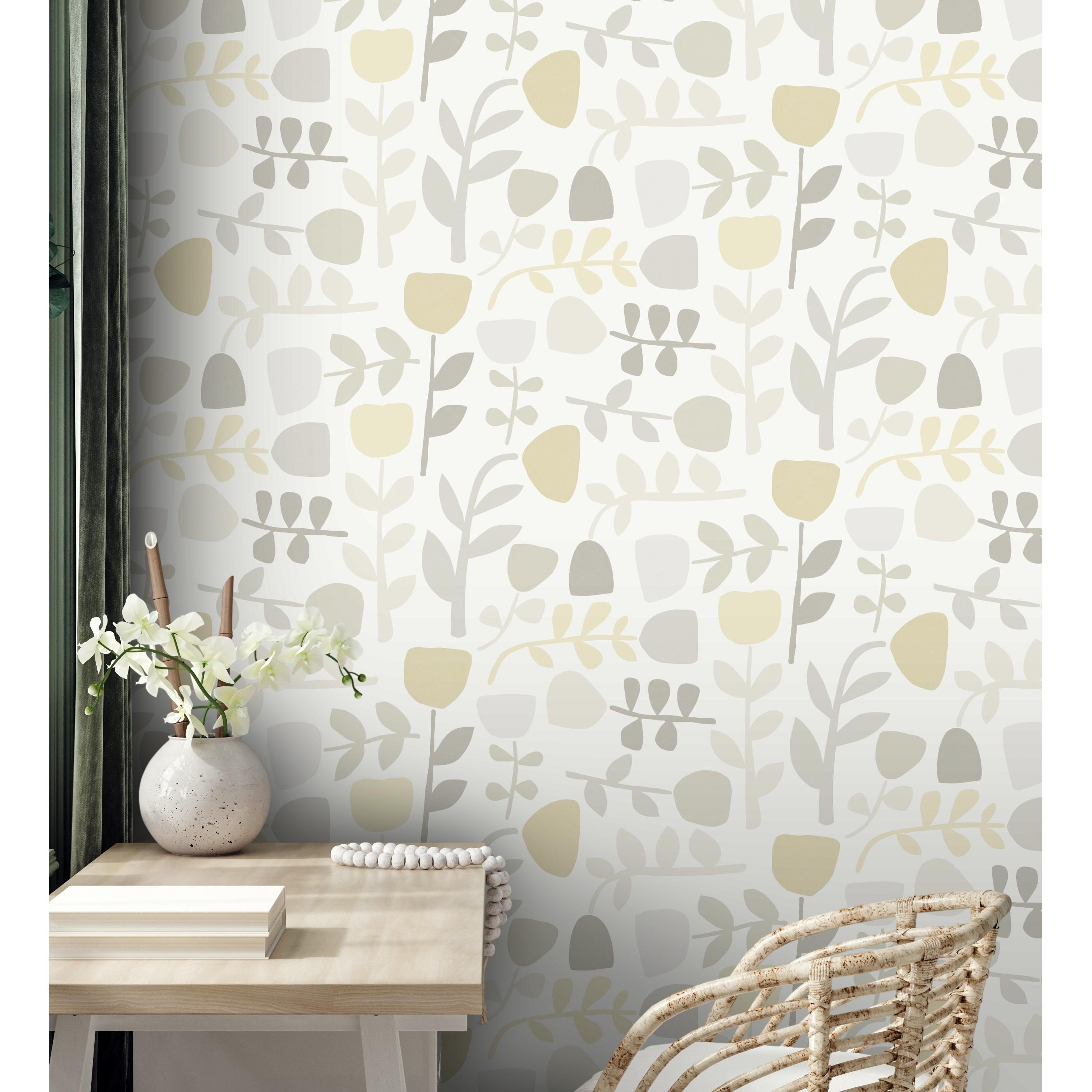 Papel pintado vinílico ecológico flores diseño minimalista - Eliza Spring 682074 de GAULAN - Rollo de 10 m x 0,52 m