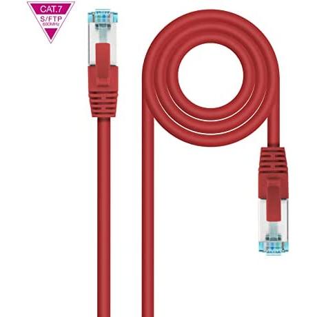 NANOCABLE 10.20.1700-L30-R - Cable de Red Cat.7 600MHZ LSZH SFTP PIMF AWG26, Rojo, 30 centímetros