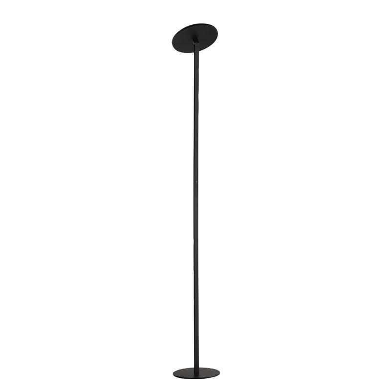 Regina - Lámpara de pie LED redonda de metal negro ajustable, altura 180 cm, Fabas Luce - Luz LED integrada de 35 W, CCT (3000K-6000K)