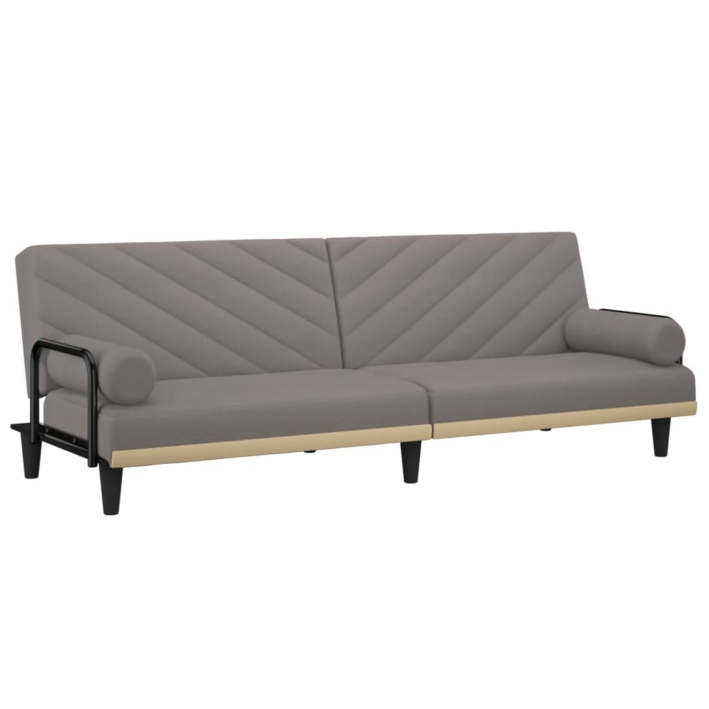 vidaXL Sofá cama con reposabrazos tela gris taupe