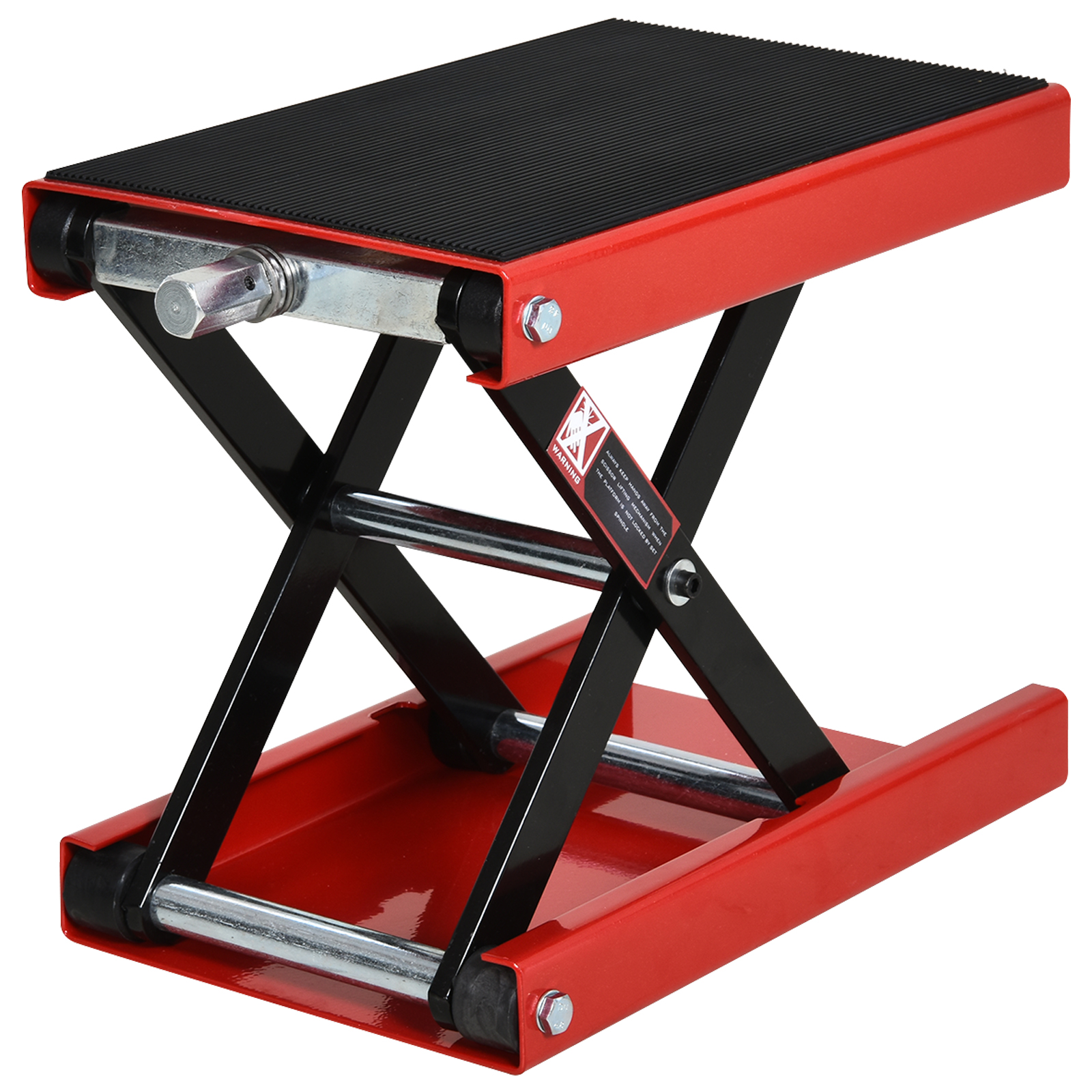 DURHAND Plataforma Elevadora de Tijera con Soporte para Motocicletas con Altura Ajustable Carga 500 kg 41,5x23,5x10-37 cm Negro y Rojo
