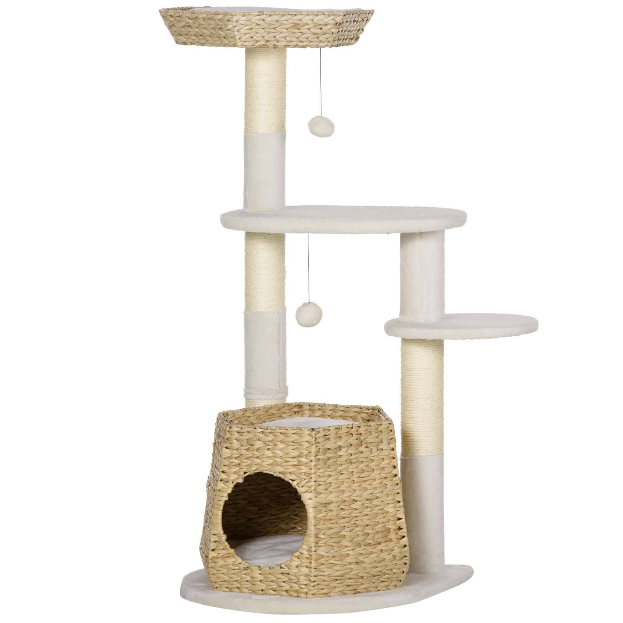 PawHut Árbol Rascador para Gatos Grande 60x60x200 cm con 2 Cuevas