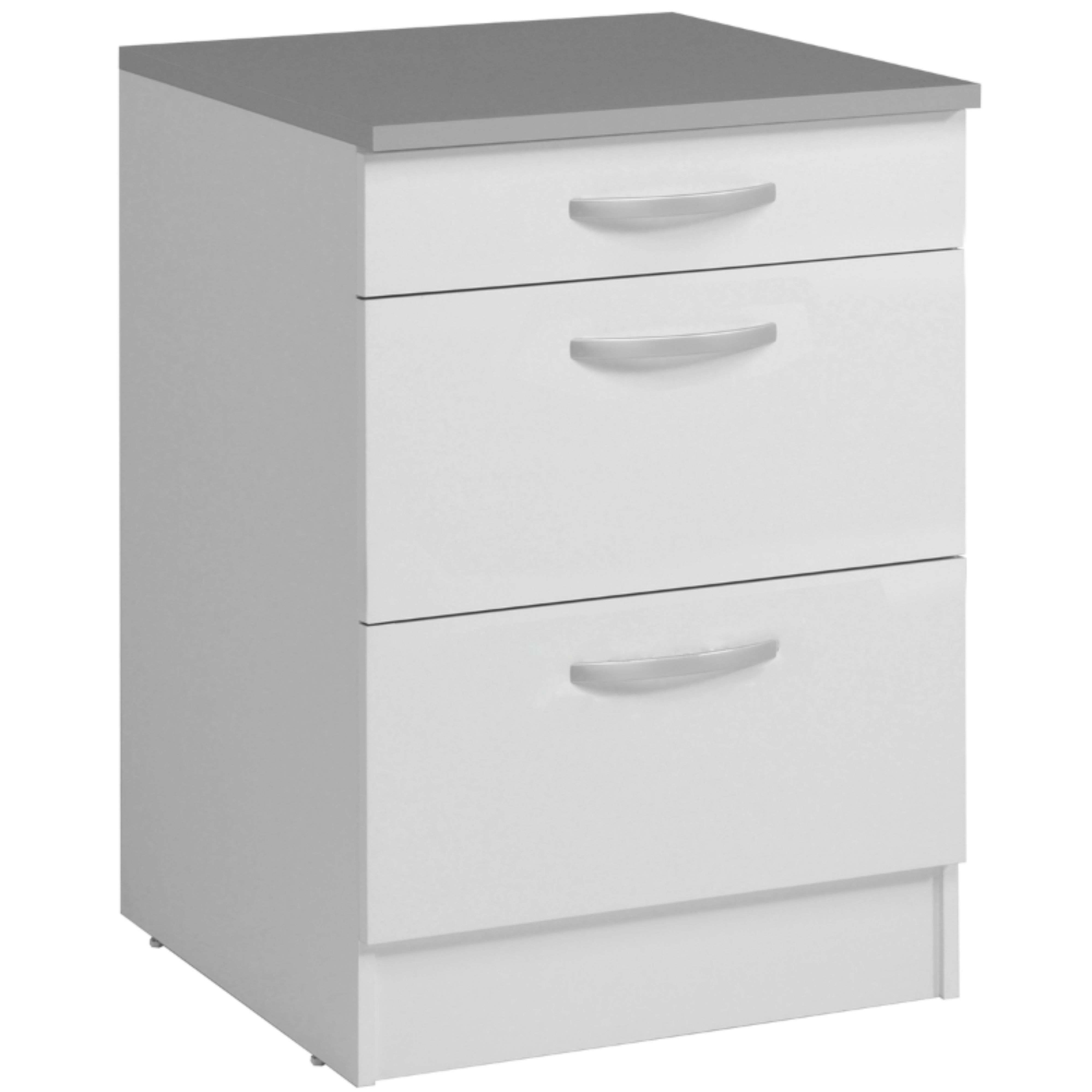 Miroytengo Módulo Inferior Cocina EKO 3 cajones Blanco Mate 60x60 cm