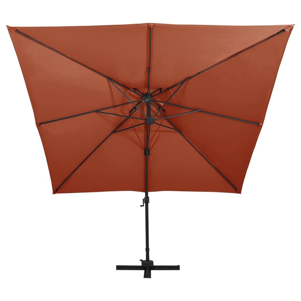 vidaXL Sombrilla voladiza con doble techo celeste 300x300 cm Color Negro, azure blue, Rojo burdeos