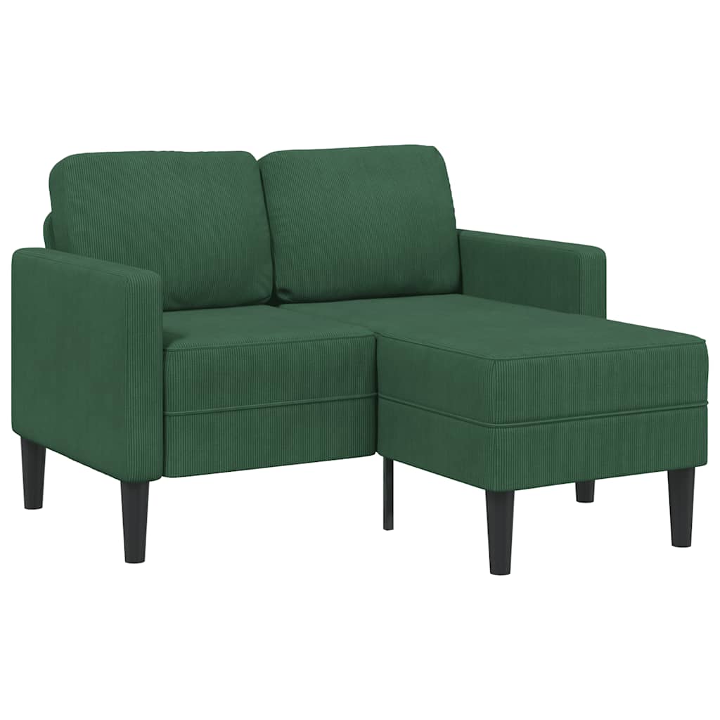 vidaXL Sofá de 2 plazas con chaise longue en forma de L verde oscuro 125 cm