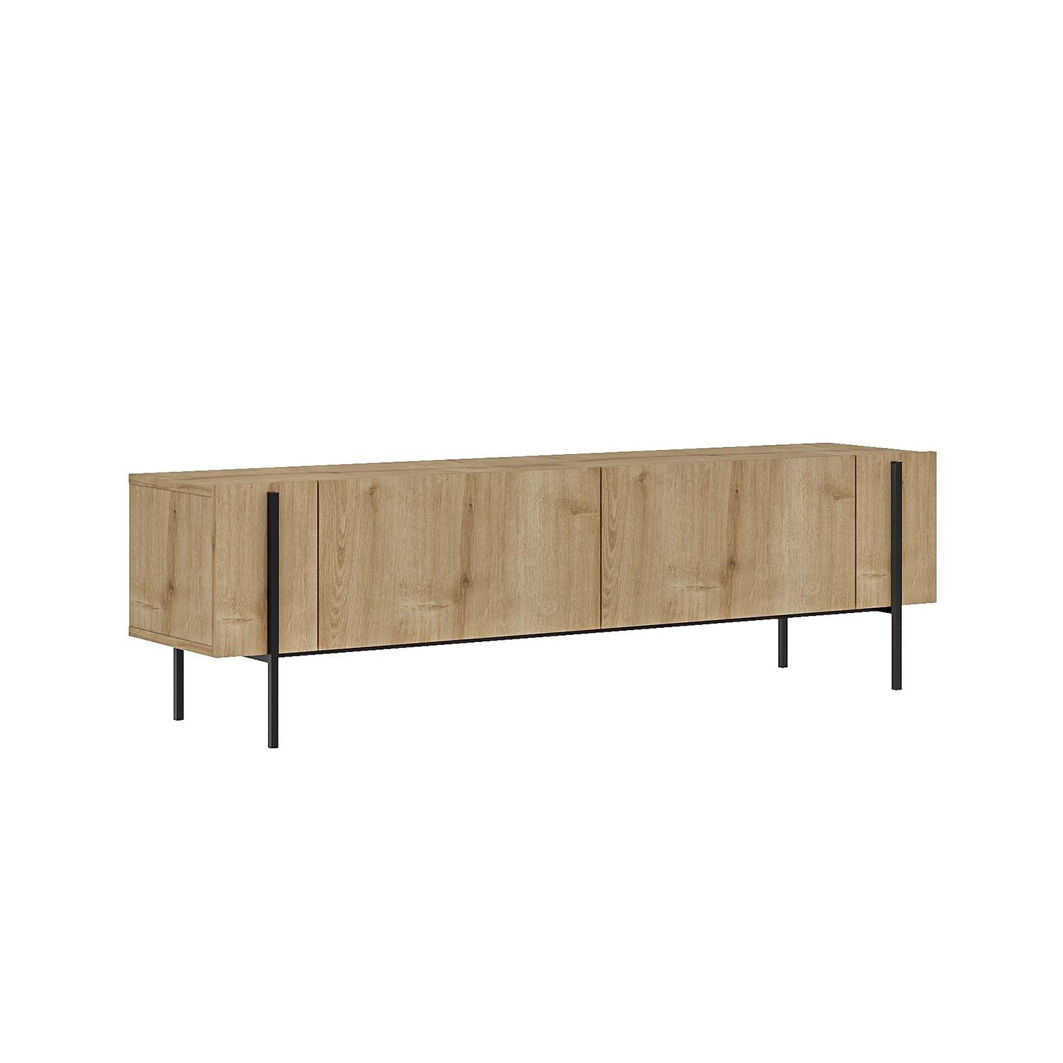 Mueble tv kari y  natural y negro y madera para hogar moderno mueble de almacenaje  - Homekit