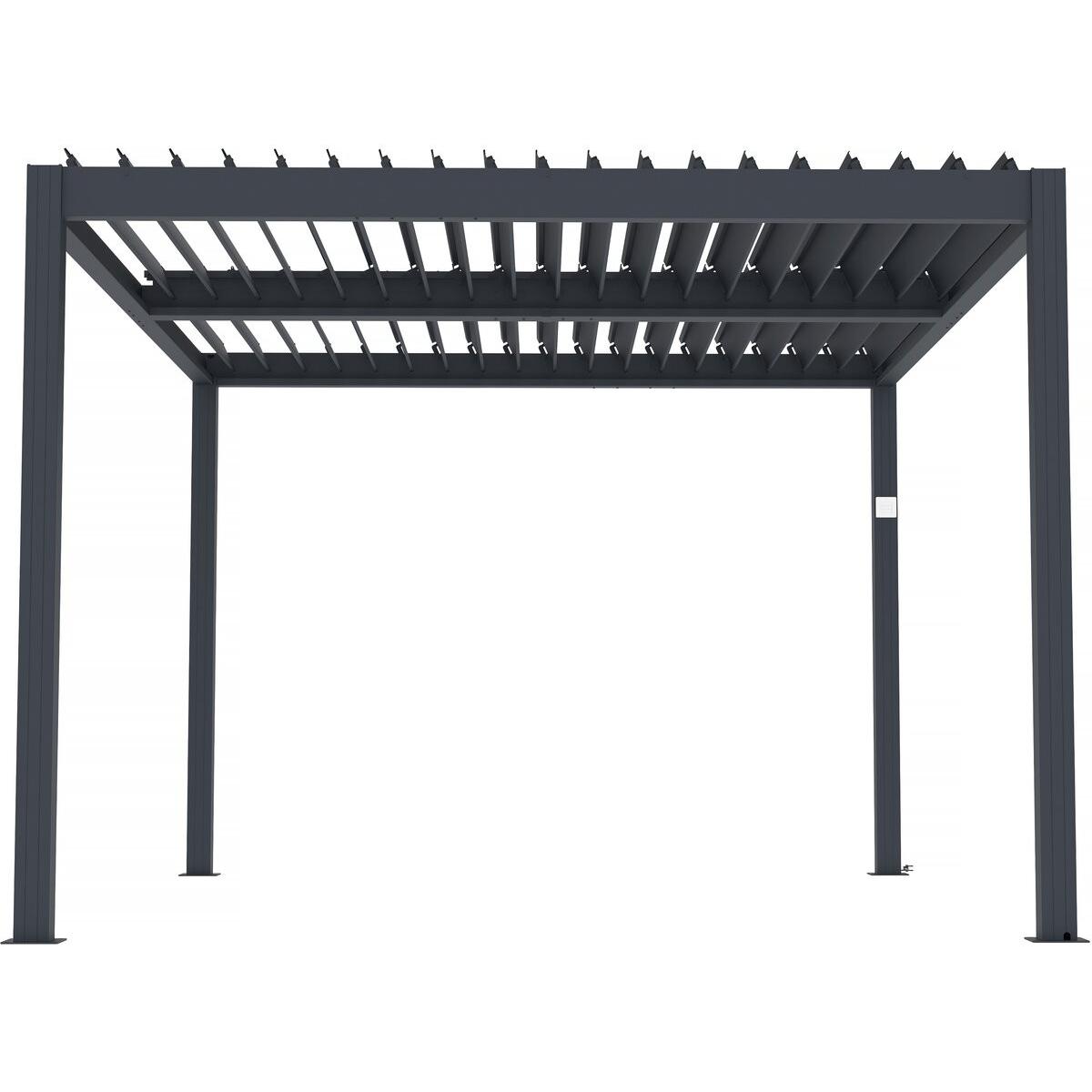 Habitat y Jardin - Pérgola bioclimática motorizada con led "Windsor" de aluminio 3 x 4 - Gris