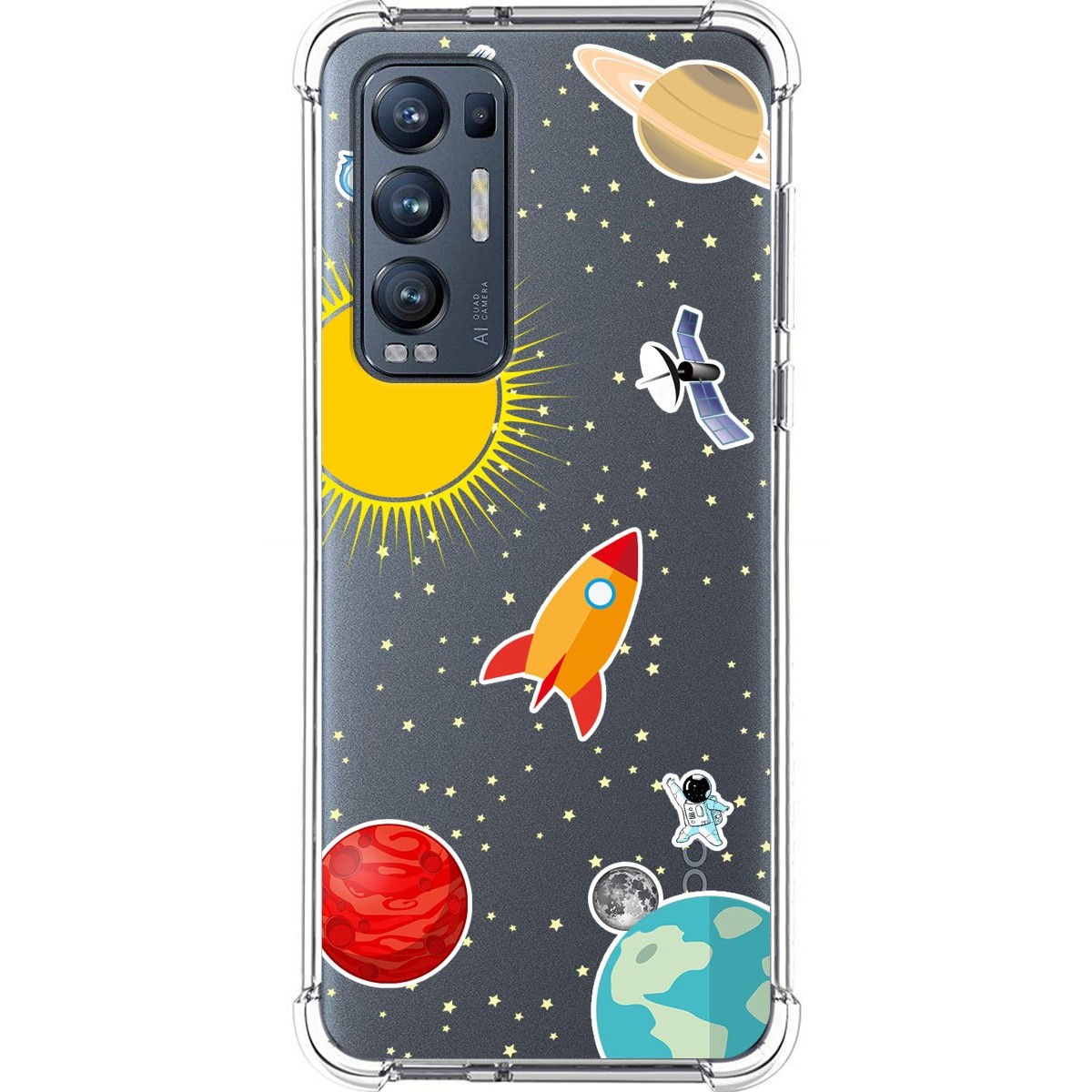 Tumundosmartphone Funda Silicona Antigolpes para Oppo Find X3 Neo 5G diseño Espacio Dibujos