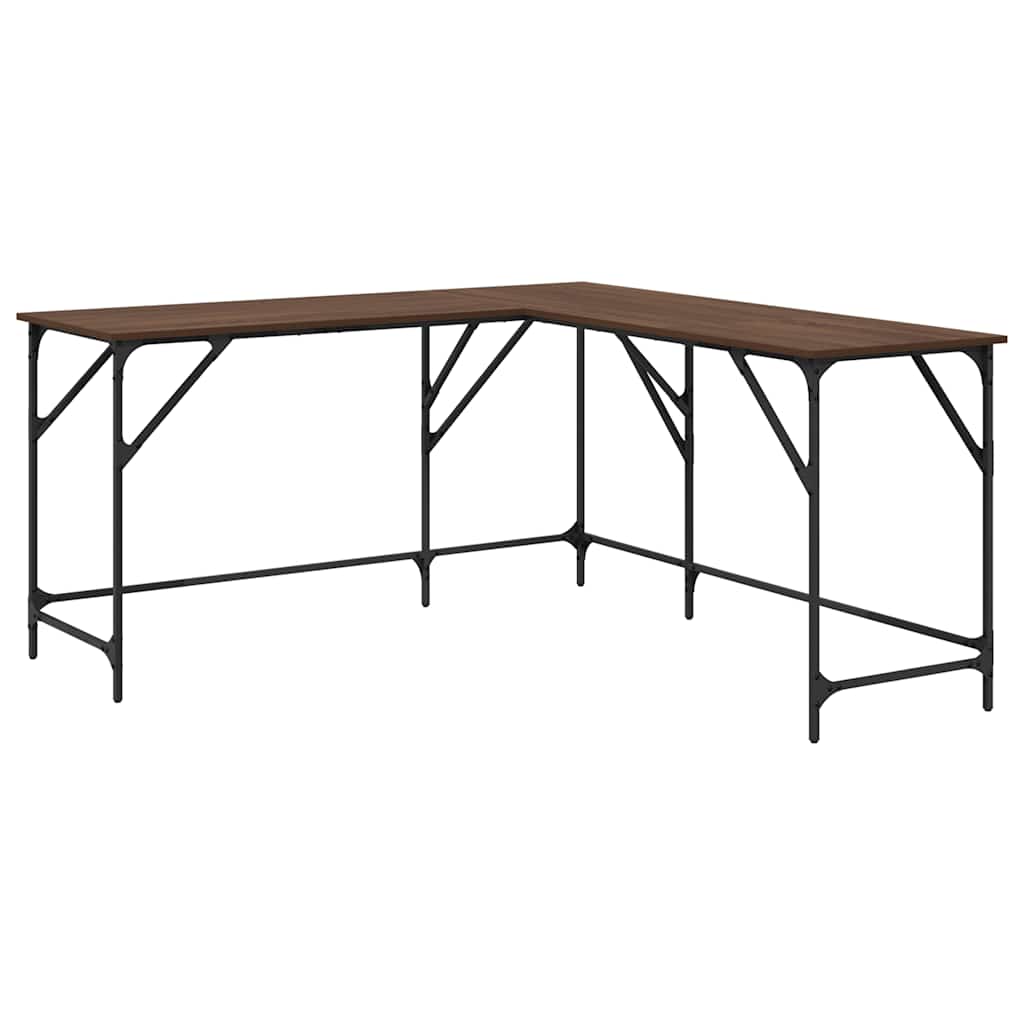 vidaXL Escritorio madera de ingeniería roble marrón 149x149x75 cm
