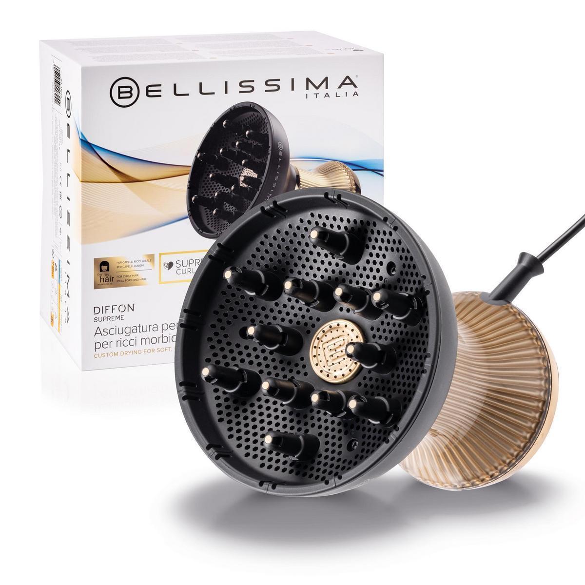 Bellissima Diffon Supreme - Difusor de Aire Caliente para Rizos, Tecnología Cerámica y Aceite de Argán, 2 Velocidades | ¡Secado Suave para Rizos Hermosos!
