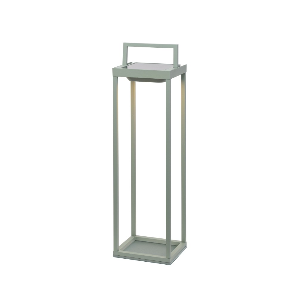 Zafferano - Farol solar para el hogar con 2 LED, 56,4 cm - Lámpara de pared y mesa a batería de 2 W con sensor crepuscular - Verde salvia