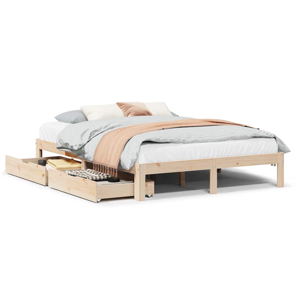 vidaXL Estructura de cama con cajones madera maciza de pino 160x200 cm