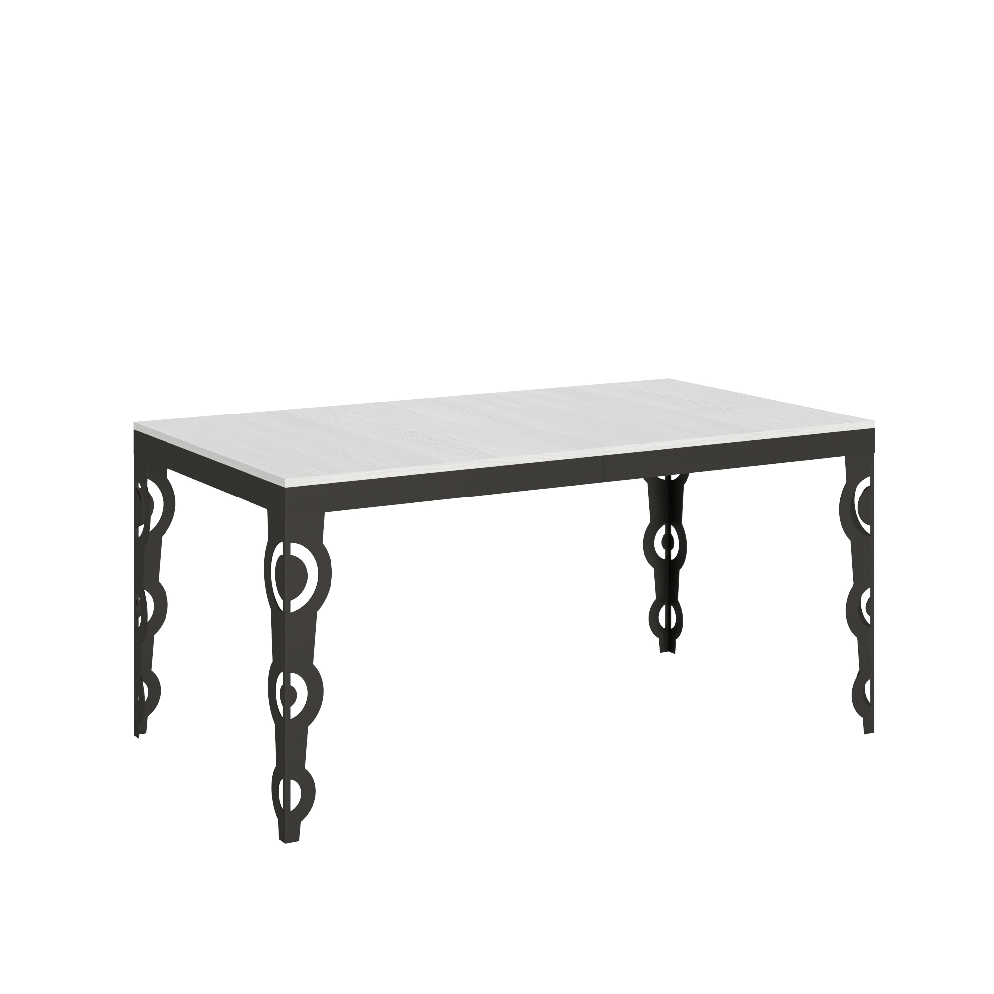Mesa extensible 90x160/420 cm Karamay Evolution Estructura Fresno Blanco Antracita - Itamoby