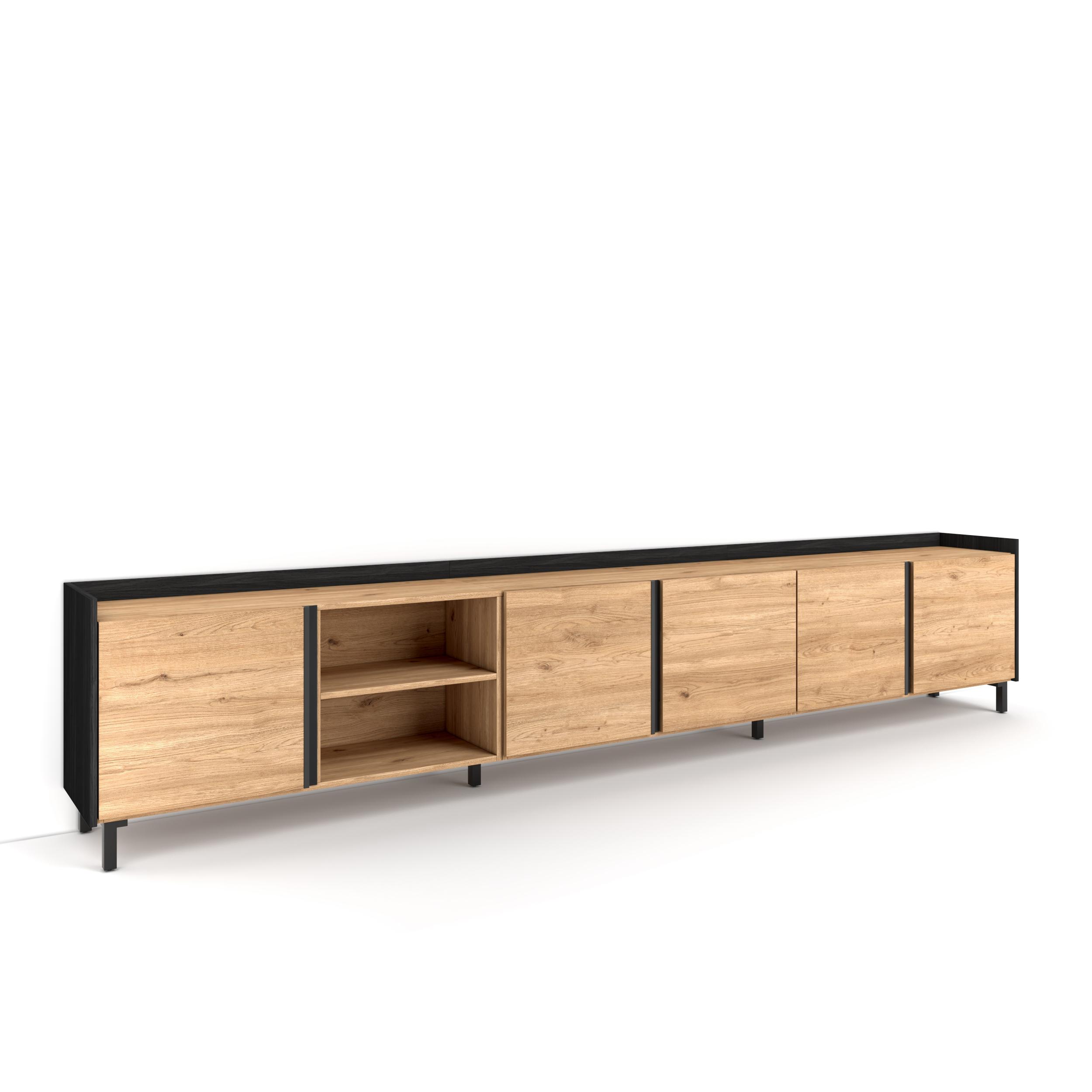 Mueble TV, Televisión, 309x35x61cm, Para TV hasta 80", Diseño industrial