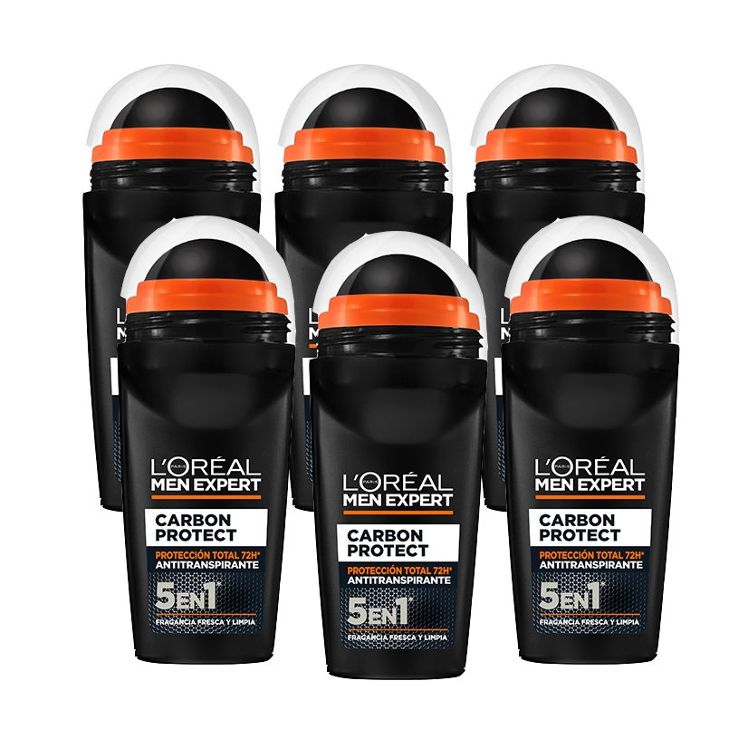 LOreal Paris | Men Expert, 6 unidades de Desodorante Carbon Protect , 5 en 1