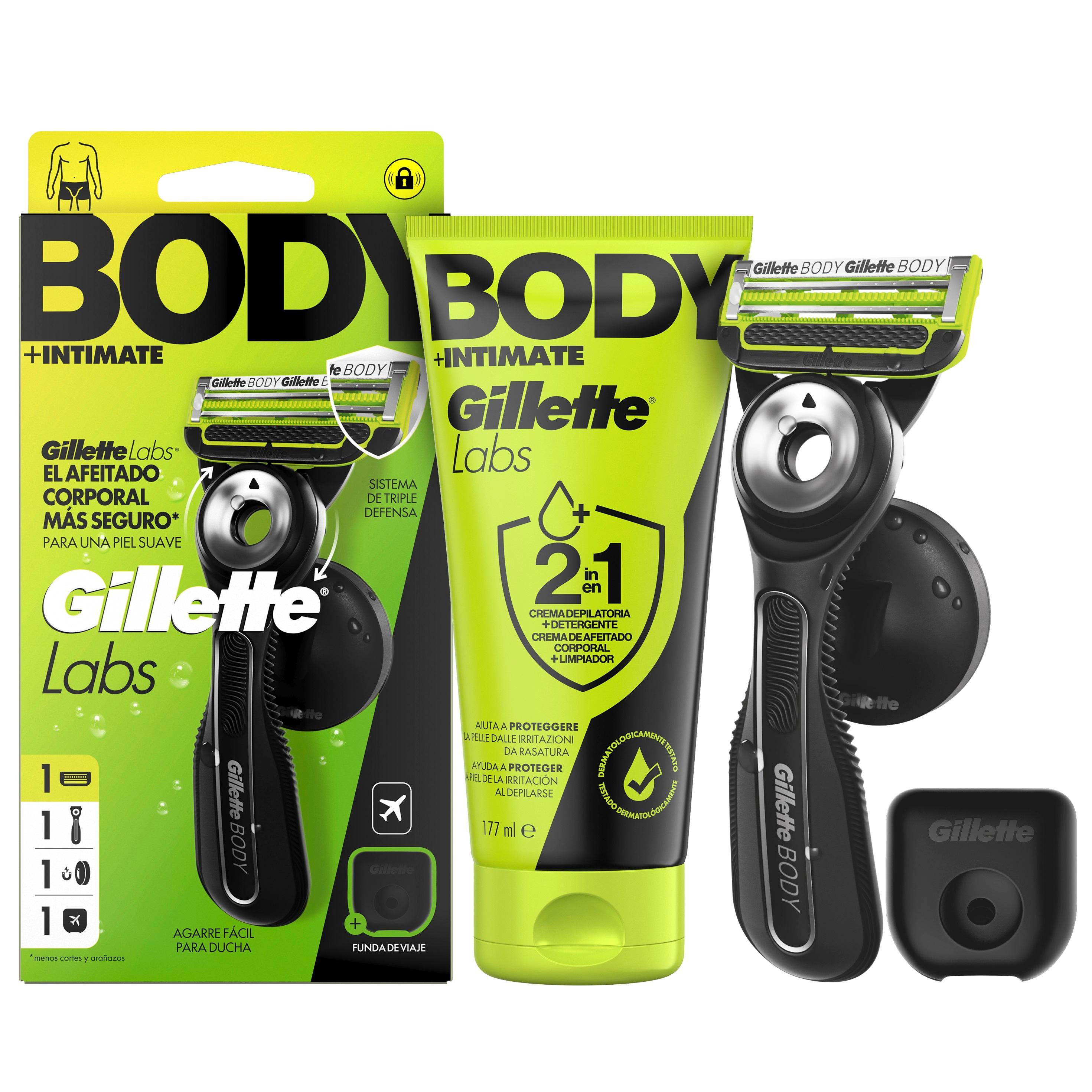 GilletteLabs Body 1UP + Limpiador, Afeitadora Corporal para Hombre, Máquina de Afeitar para Cuerpo, Set de Cuidado Corporal con Limpiador.