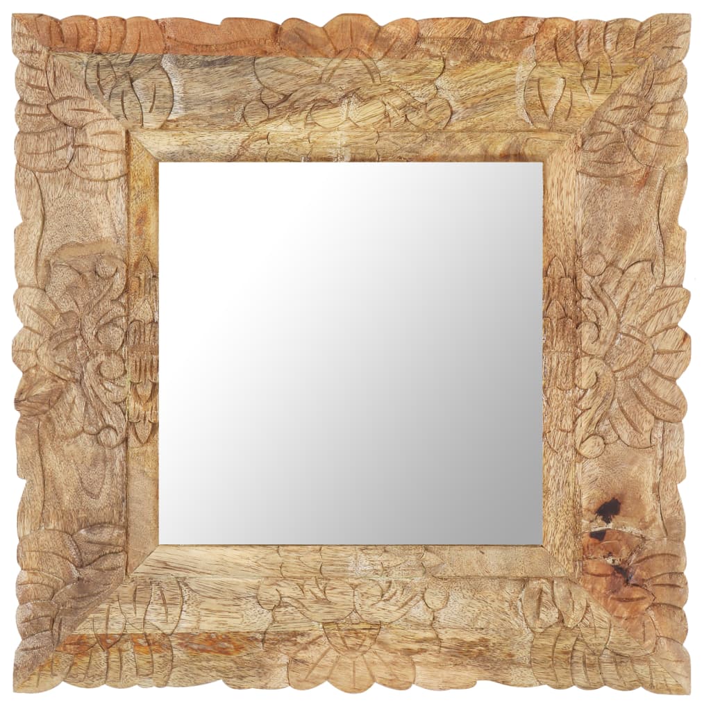 vidaXL Madera Maciza de Mango Espejo 50x50 cm Pared Maquillaje Pasillo Adorno Color Marrón, Blanco, y mas