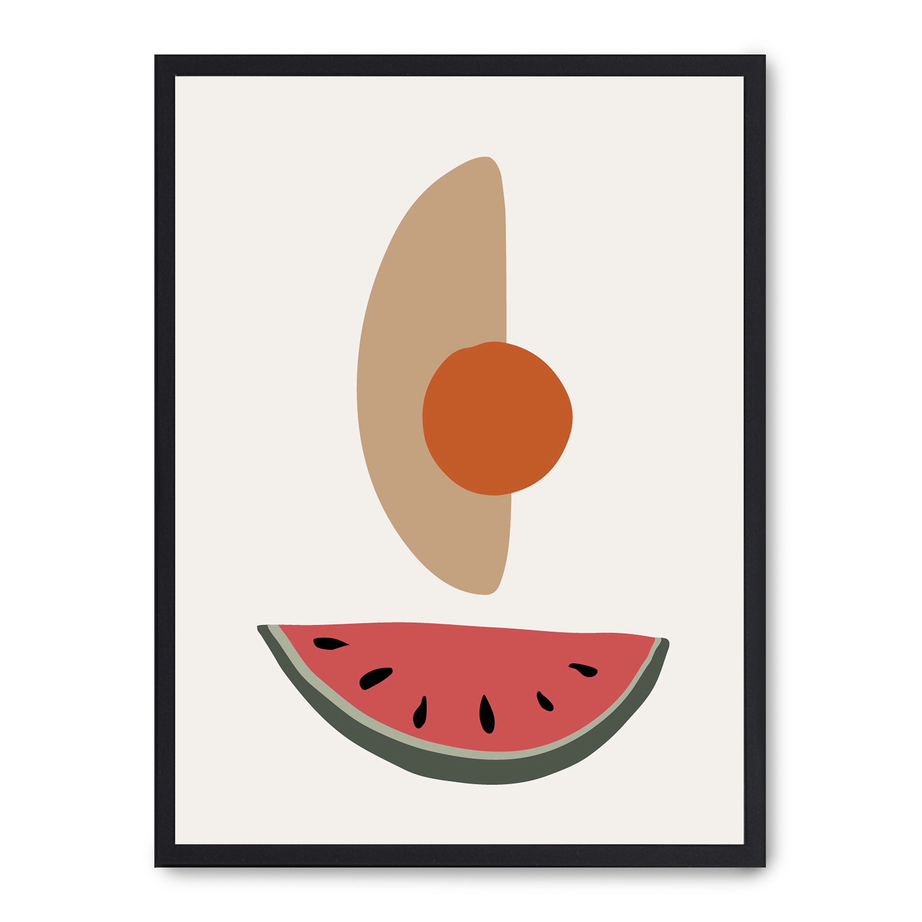 Cuadro abstract watermelon 30x40cm, Póster impreso en papel de primera calidad de 180gr, montado sobre marco de madera MDF acabado en negro., Cocina - Gastronomía