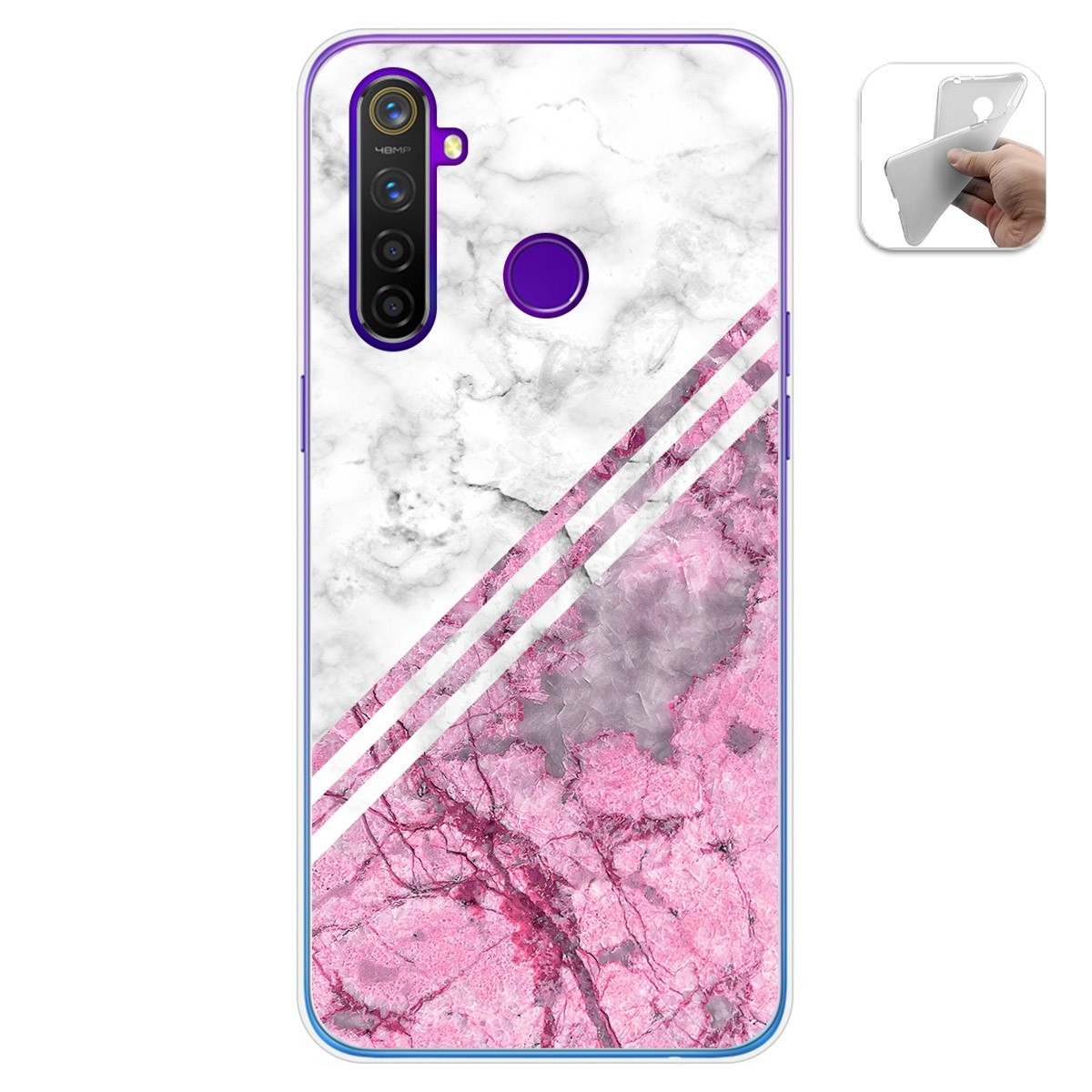 Tumundosmartphone Funda Gel Tpu para Realme 5 Pro diseño Mármol 03 Dibujos