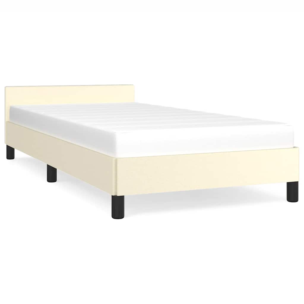 vidaXL Estructura de cama con cabecero sin colchón crema 90x200 cm
