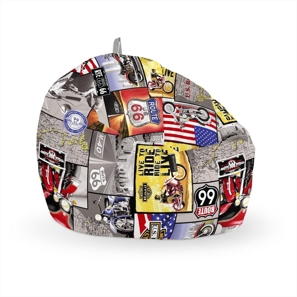 Puff Pelota Estampado Ruta 66 HAPPERS - Cómodo, ligero y resistente. Make it Happers®