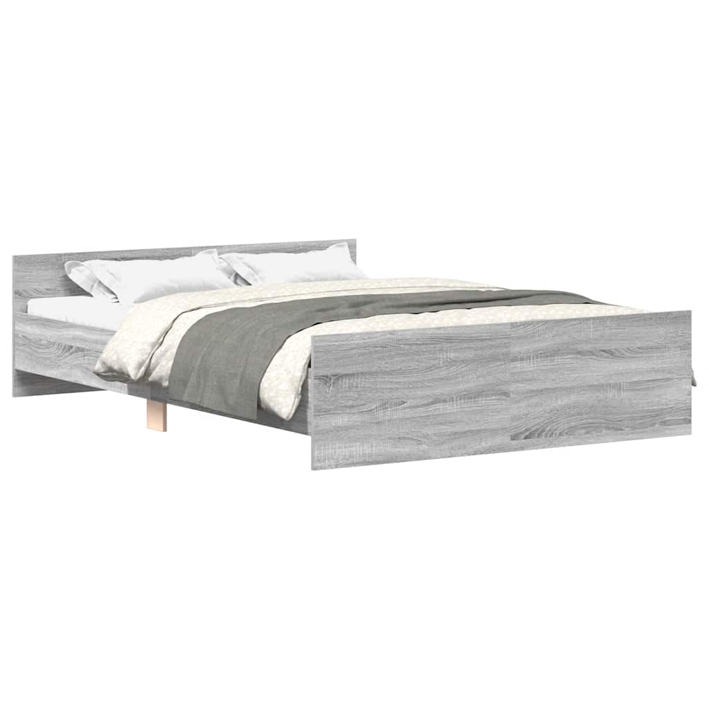 vidaXL Estructura de cama con cabecero piecero gris Sonoma 135x190 cm