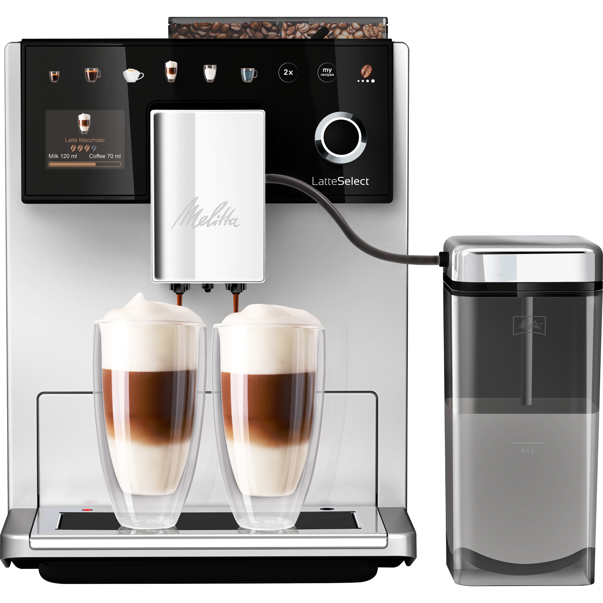 Melitta Cafetera Superautomática Melitta LatteSelect F630-211 Café en Grano y Molido 12 Recetas