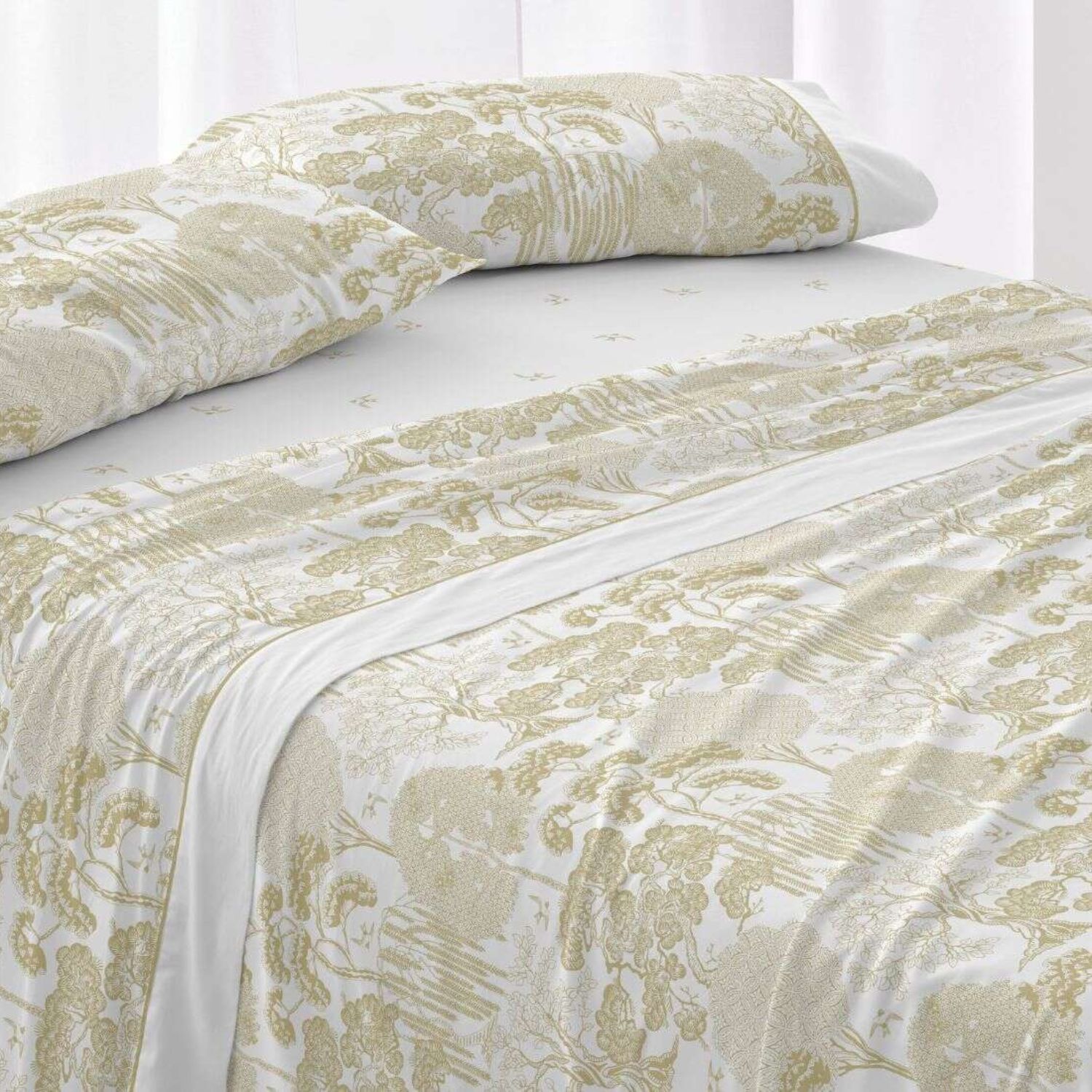 Juego Sábanas BURRITO BLANCO 50% Algodón Diseño Japonés Azul Noche - Tacto Suave, Fácil Planchado, Alta Durabilidad - Cama 90-200cm