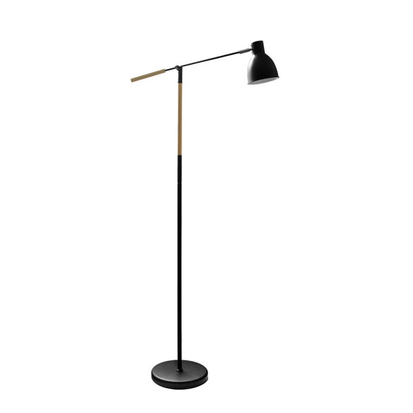 Pie de salon acople 1xe27 negro/haya orientable 360º articulable 137x25,5x55 cm