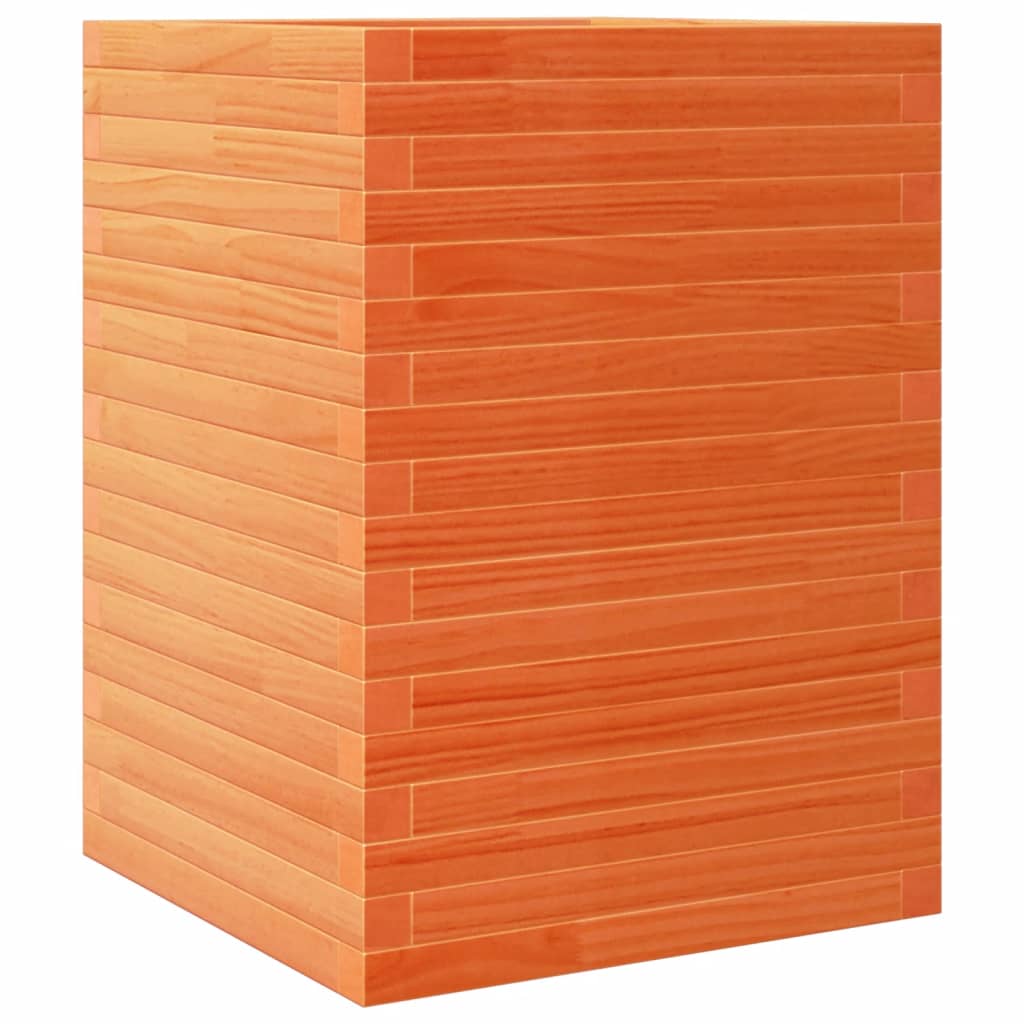 vidaXL Jardinera madera de pino impregnada 50x50x68,5 cm Color Pino natural,  Blanco,  Marrón cera y mas