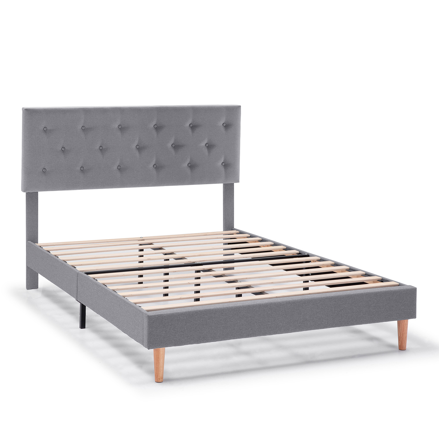 VS Venta-Stock Estructura de cama tapizada Rosi de 30 cm Gris Oscuro