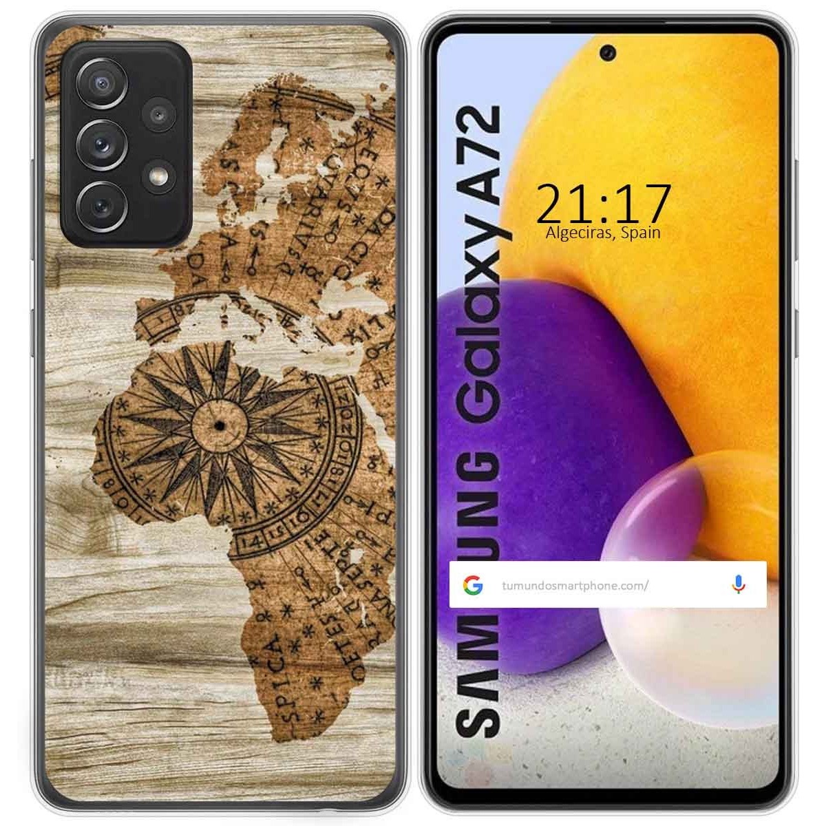 Tumundosmartphone Funda Gel Tpu para Samsung Galaxy A72 diseño Madera 07 Dibujos