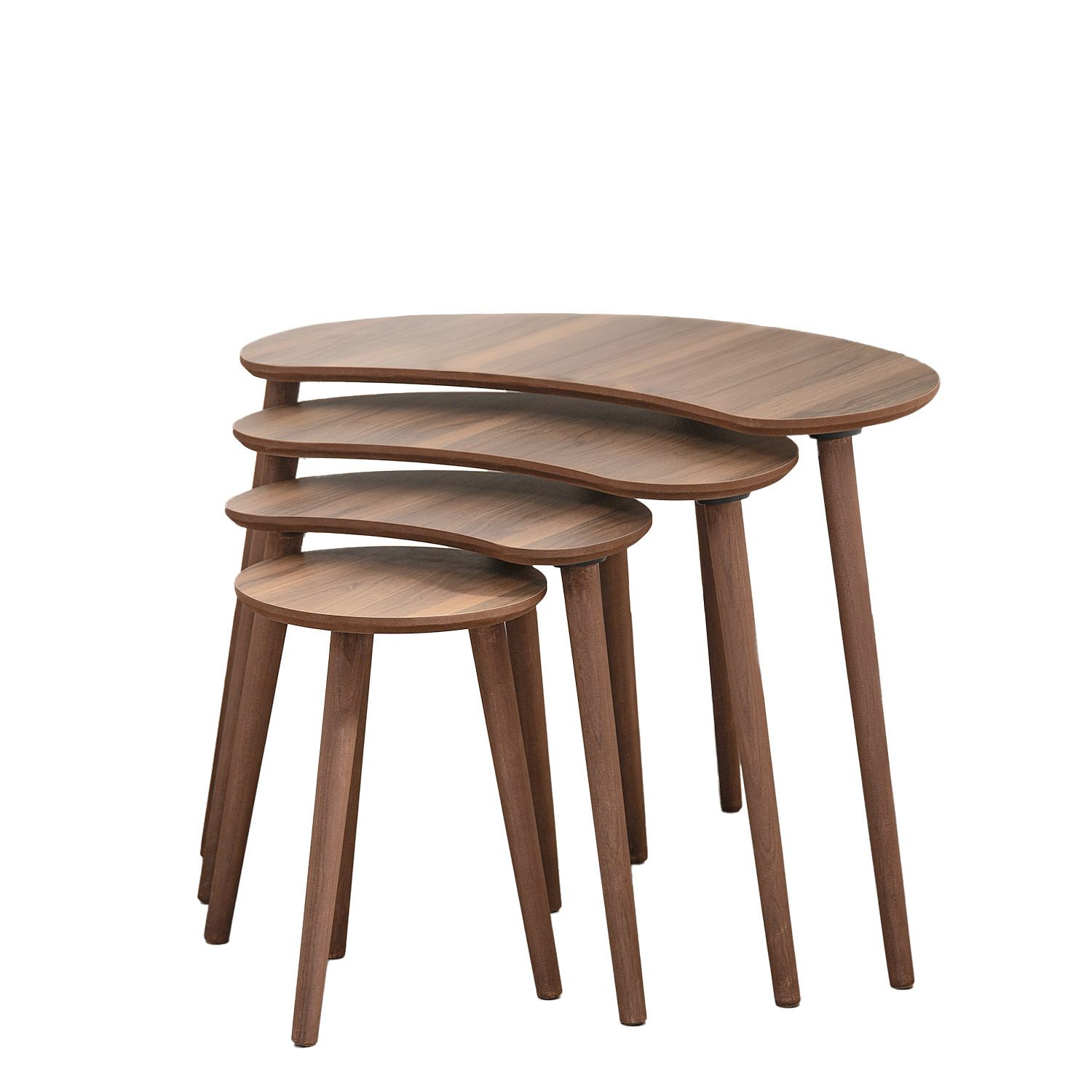 Habitat y Jardin - Mesa nido de madera "Moon" (4 piezas) 40 x 75 x 55 cm - Nogal