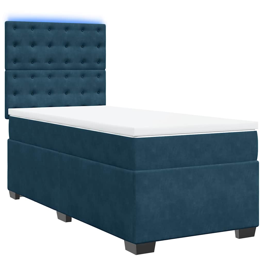 vidaXL Cama box spring con colchón terciopelo azul 90x190 cm