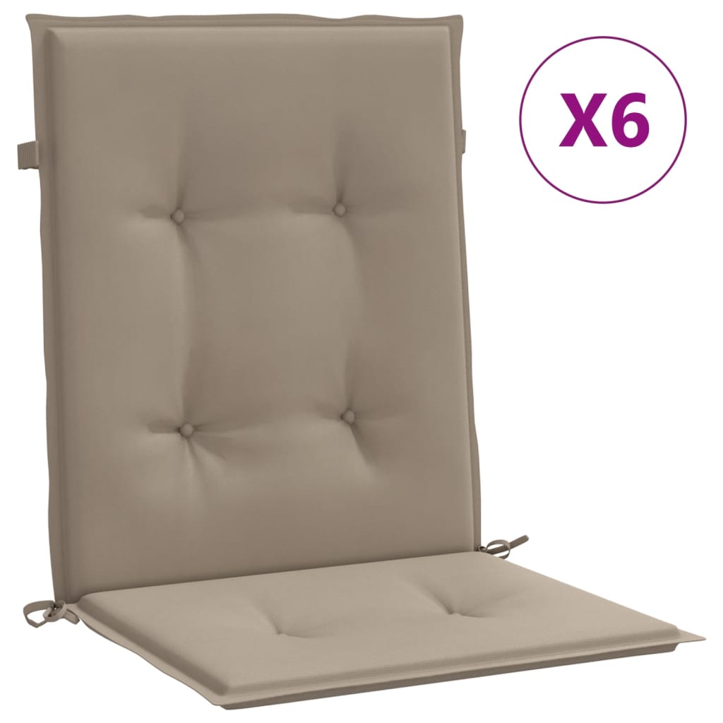 Vidaxl Cojín Silla Jardín Respaldo Bajo Pack 6 Uds Tela Oxford Antracita