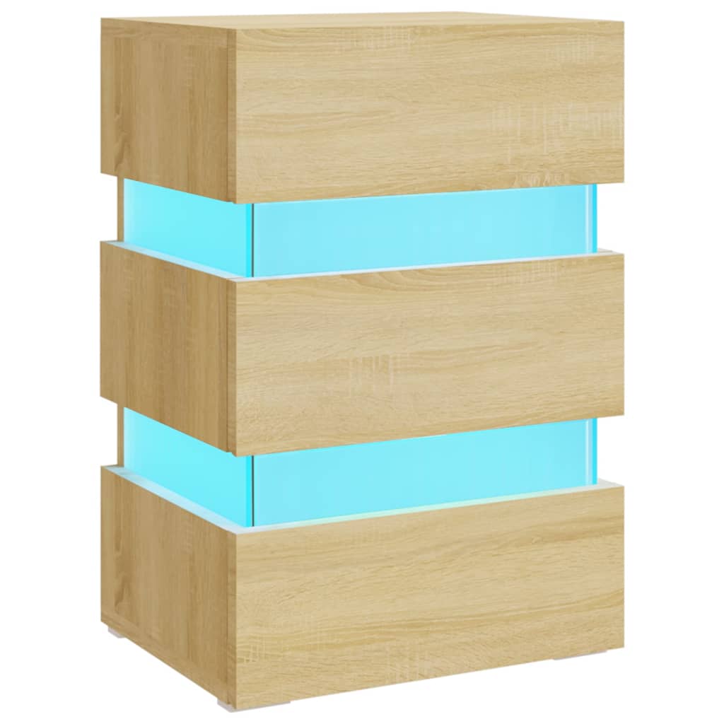 Vidaxl - Mesita de Noche LED Madera Ingeniería 45x35x67 Cm Blanco