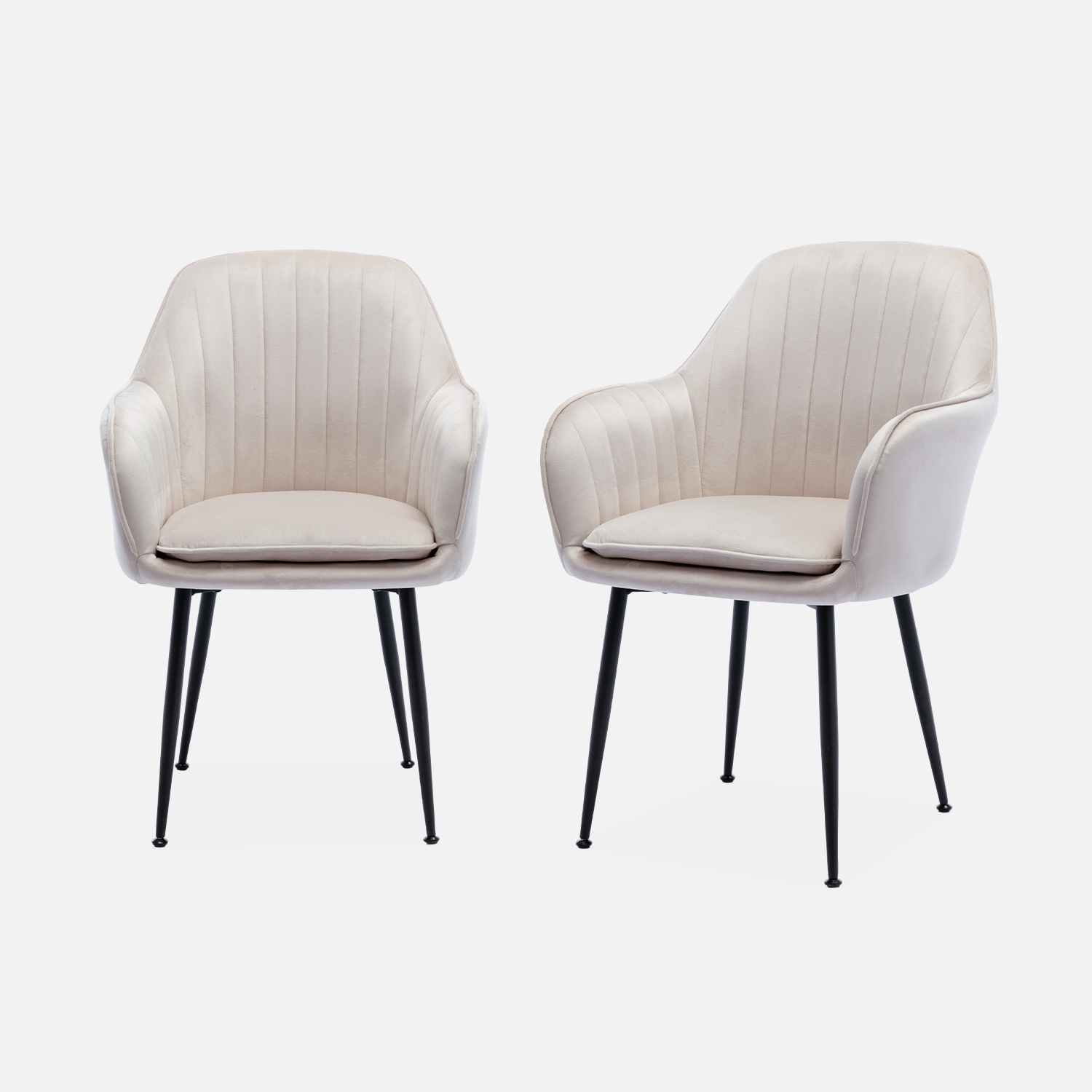 sweeek - Sillón de terciopelo con patas de metal, set de 2 , Shella , 57x59x84