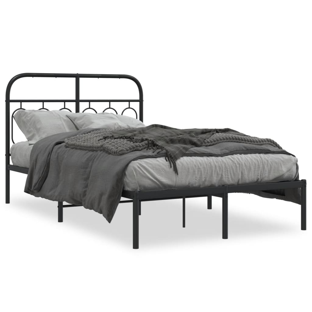 vidaXL Estructura cama sin colchón con cabecero metal negro 120x190 cm