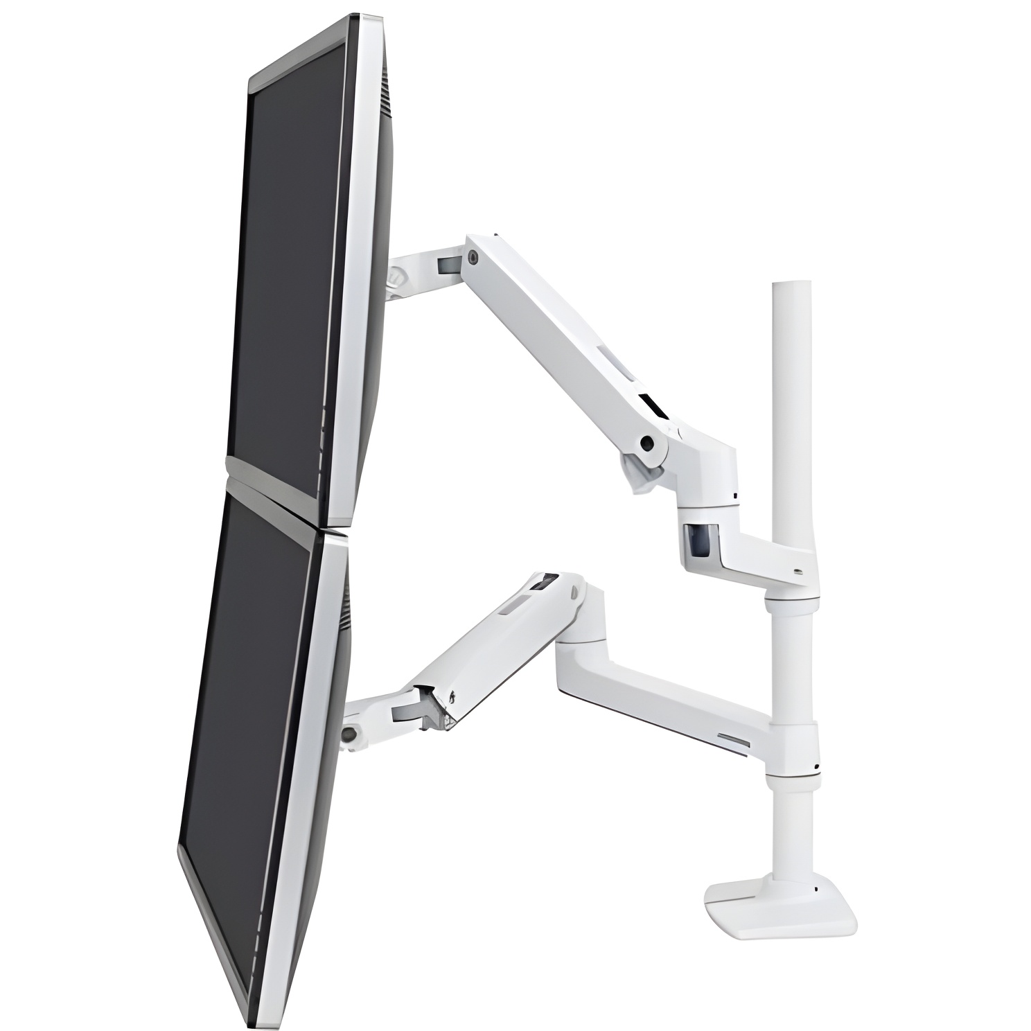 Soporte Ergotron LX Dual Stacking Arm Tall Pole - Ahorra Espacio en Tu Escritorio - Aluminio Blanco - Pantalla Hasta 40