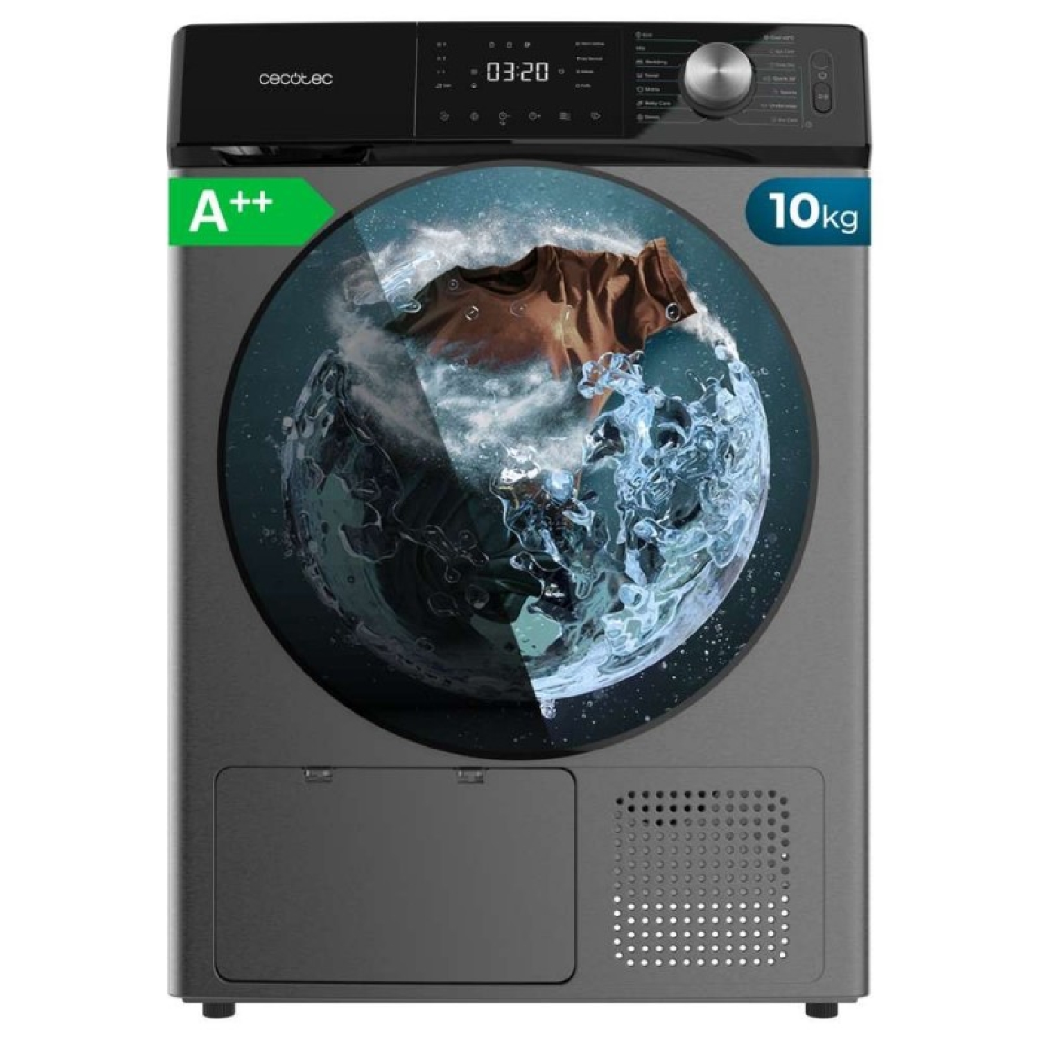 Cecotec Secadora de Ropa Bomba de Calor 10 kg Bolero Dresscode Dry 10355 Steel, Clase Equivalente A++, 14 programas, 4 Niveles