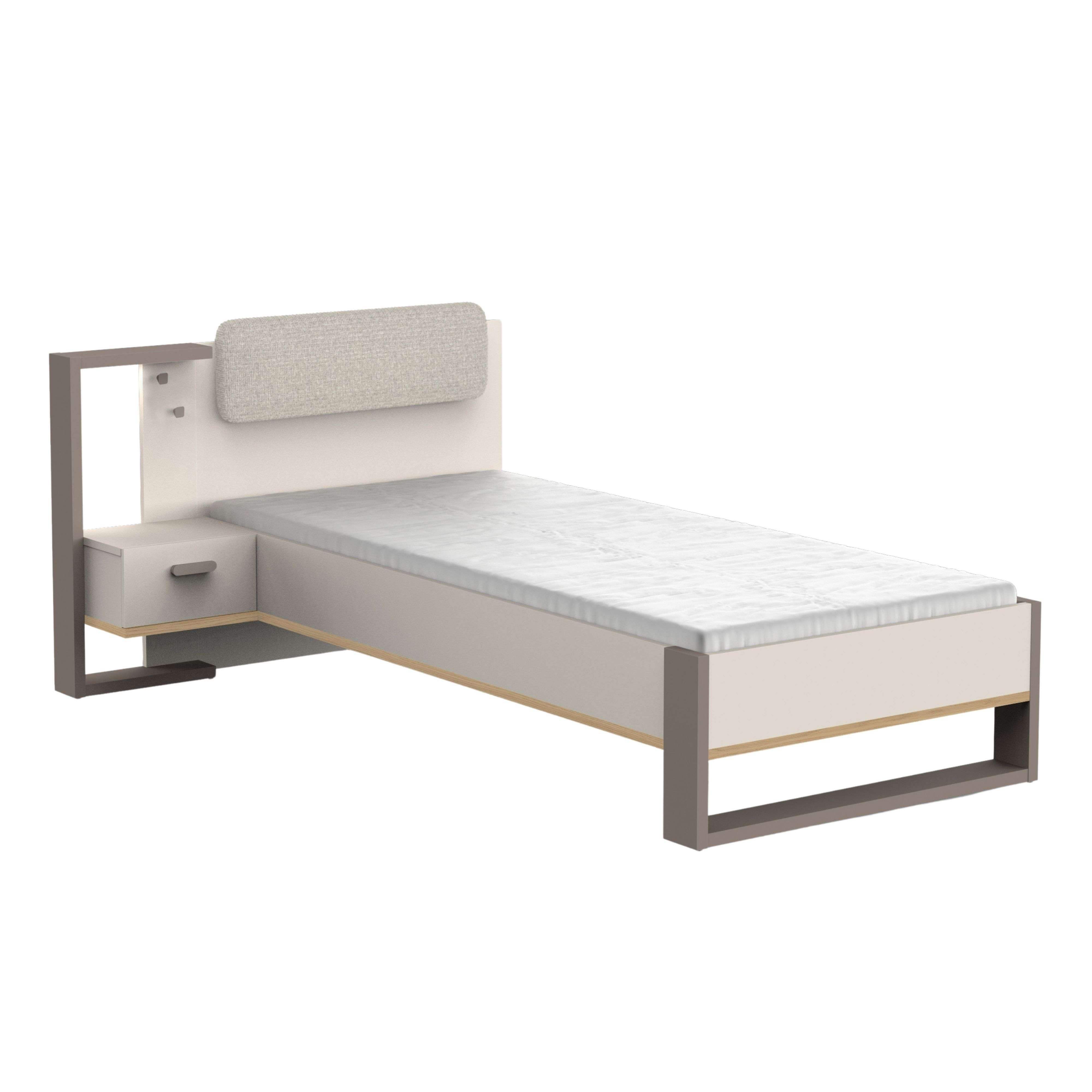 Miroytengo Pack Cama Juvenil con Mesita Camillia 90x200 cm en Roble Vicenza, Gris y Arcilla, Fabricada en Melamina