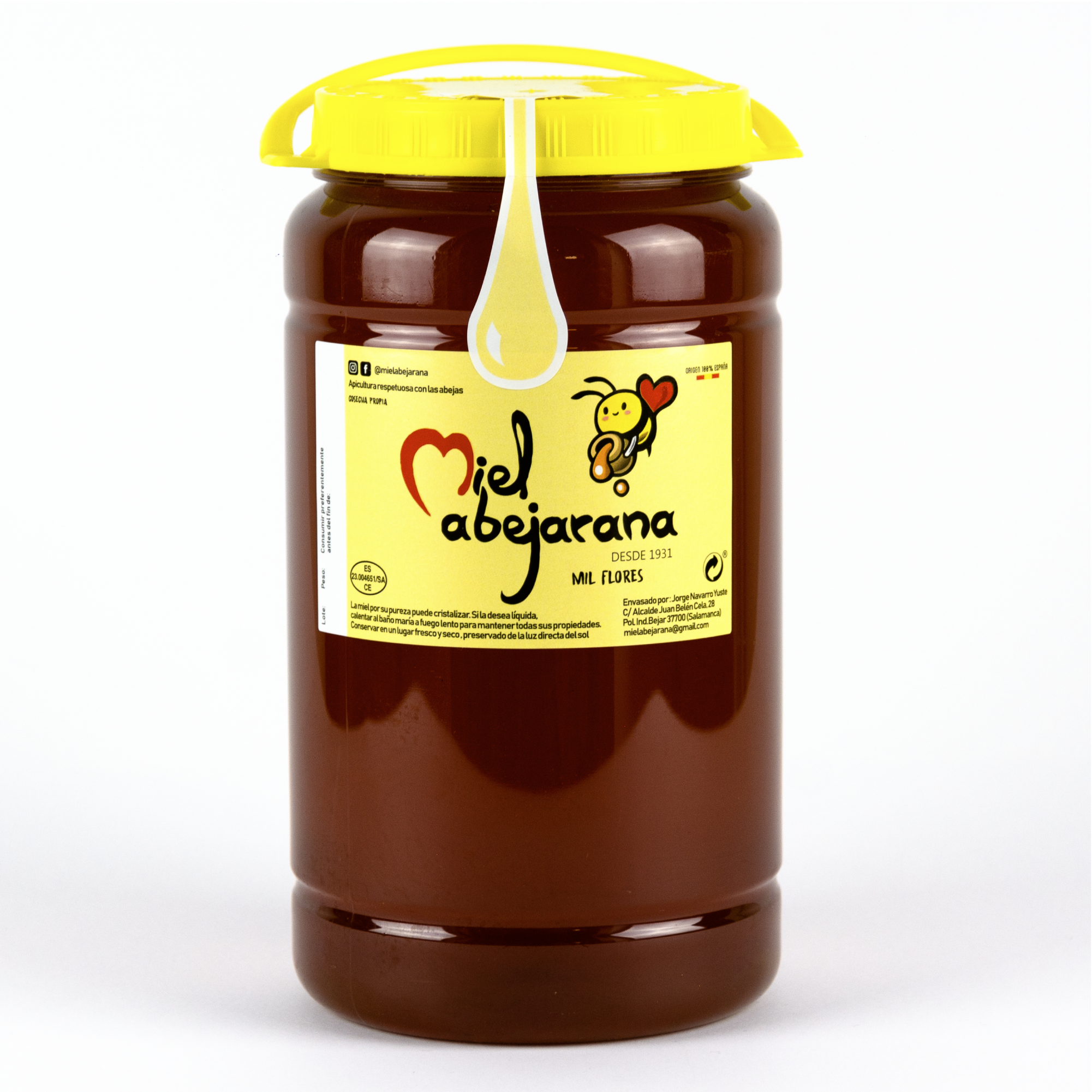 Miel Abejarana - Miel de Mil Flores 2kg - Formato Grande para Familias Numerosas, Restaurantes y Hoteles