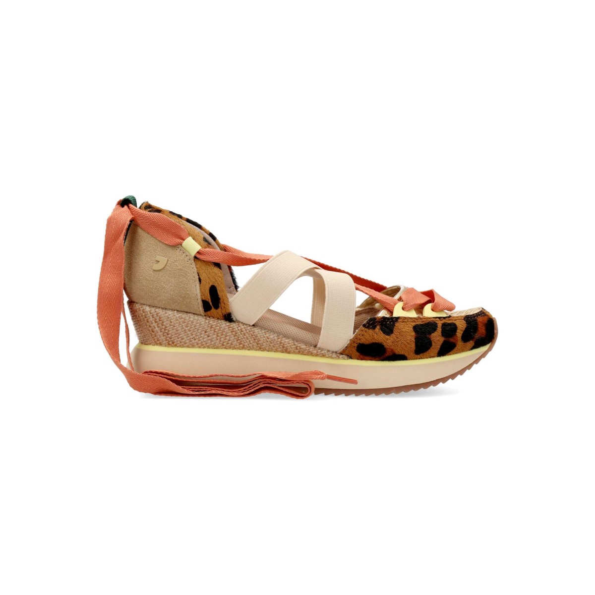 GIOSEPPO - Sandalias zapatillas casual mujer con estampado leopardo Desinic, cuña forrada y plantilla acolchada confort, altura 5 cm