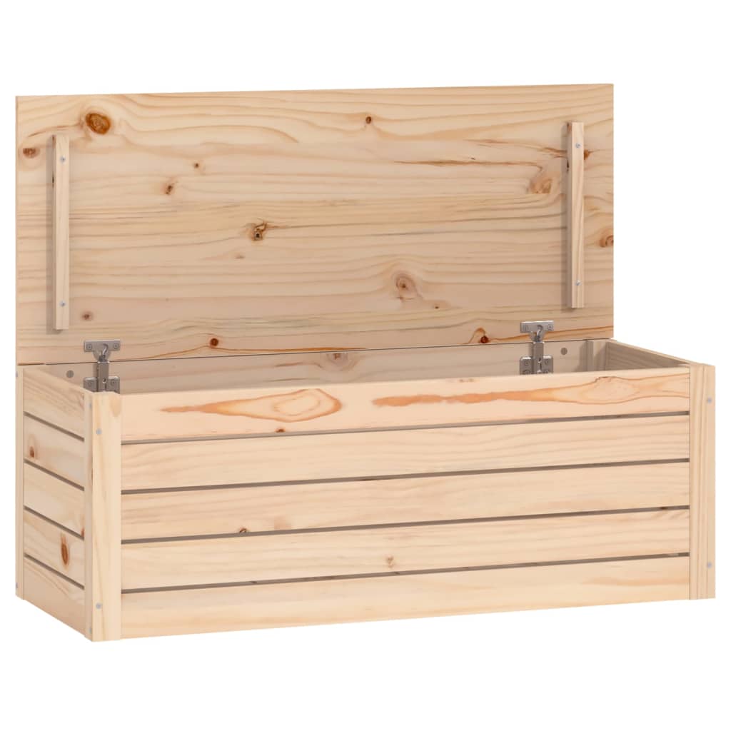 vidaXL Caja de almacenaje madera maciza de pino 89x36,5x33 cm en color Blanco/Marrón miel/Natural