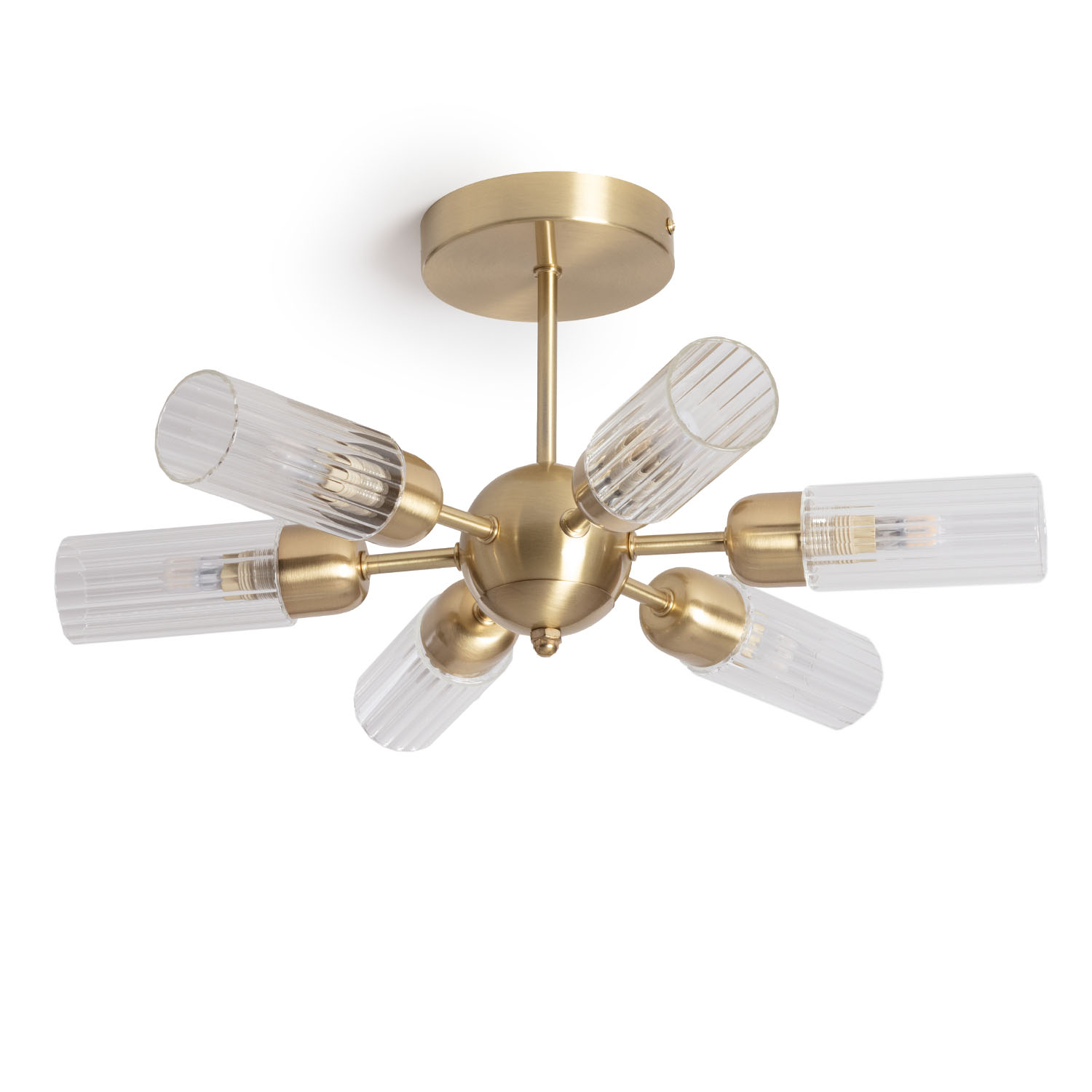 Ledkia Lámpara de Techo Metal y Cristal 6 Focos Iraide Dorado