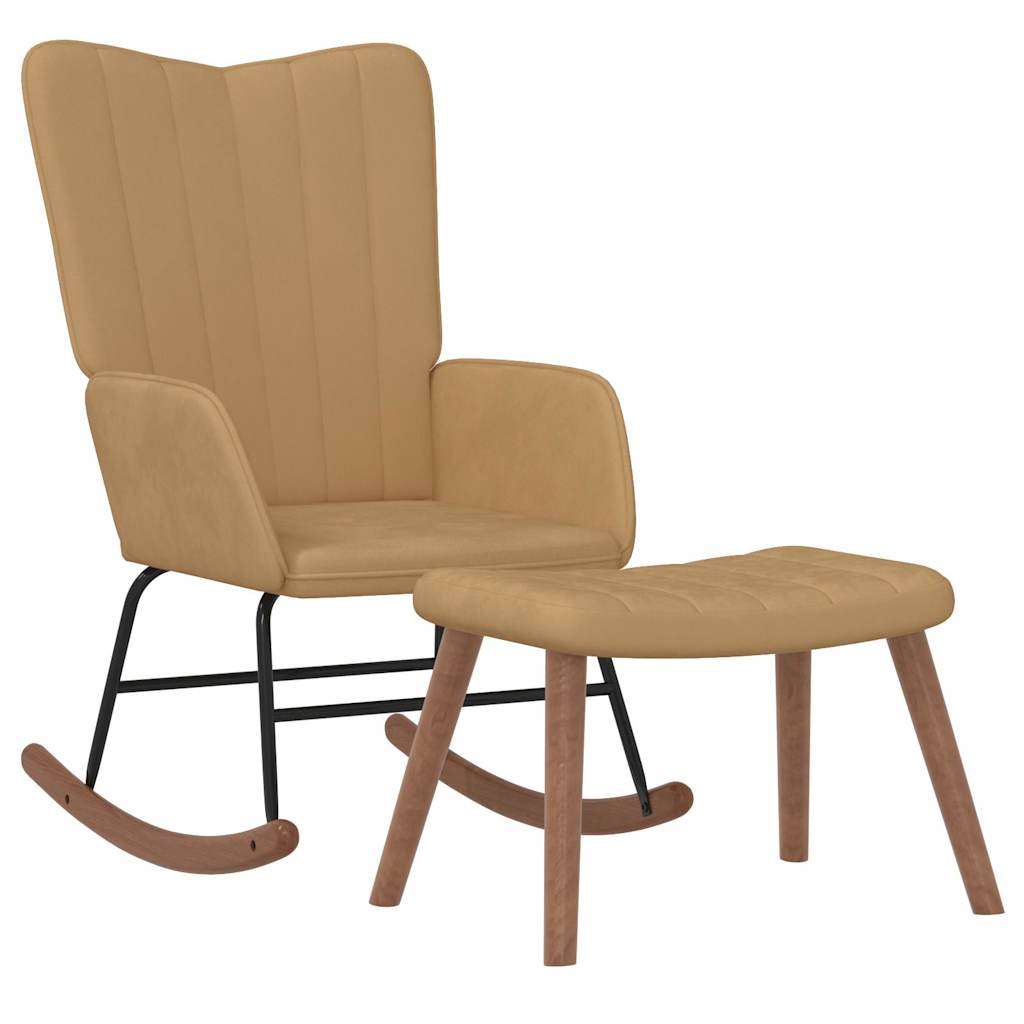 Vidaxl silla mecedora con reposapiés terciopelo Multicolor