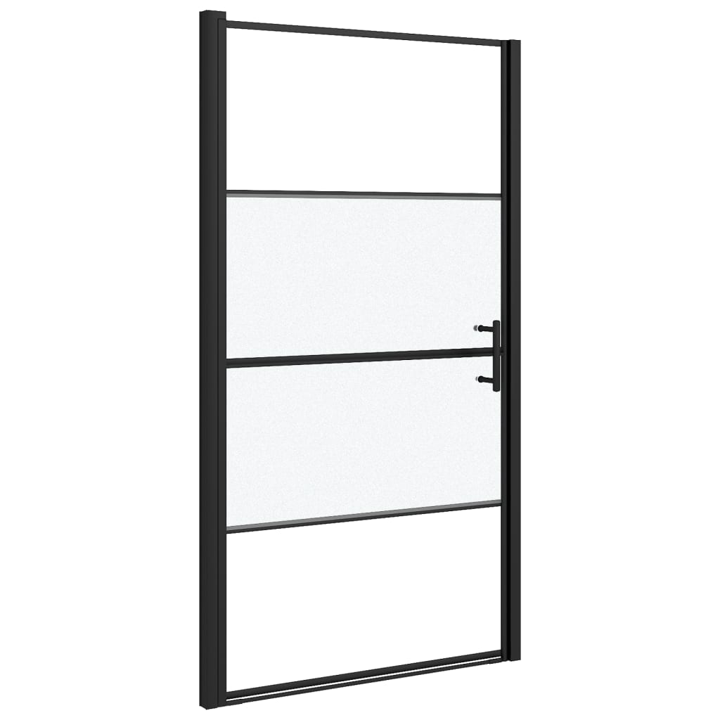 vidaXL Puerta de Ducha Vidrio Semiesmerilado Negro Baño Cabina Doméstico Aseo Dimensiones 81 x 195 cm, 100 x 178 cm, 91 x 195 cm