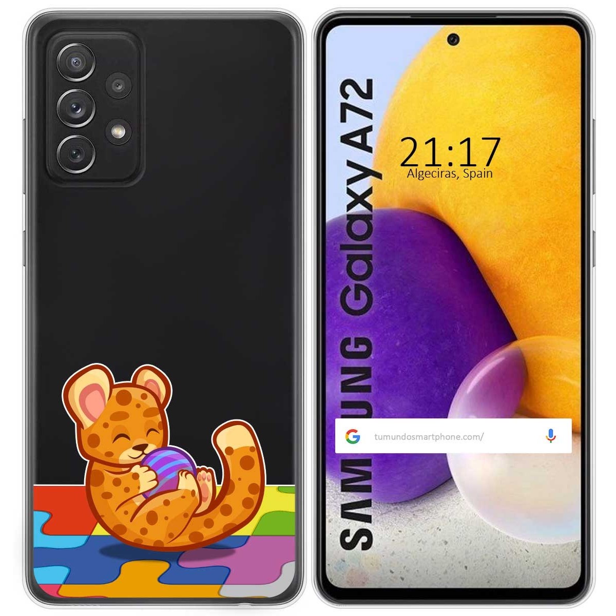 Tumundosmartphone Funda Gel Transparente para Samsung Galaxy A72 diseño Leopardo Dibujos