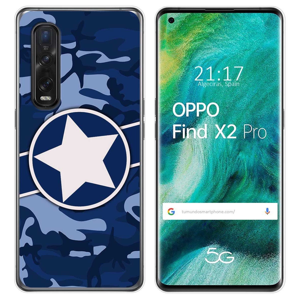 Tumundosmartphone Funda Gel Tpu para Oppo Find X2 Pro diseño Camuflaje 03 Dibujos