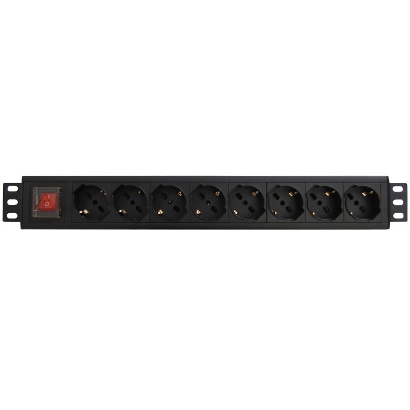Cargador WP WPN-PDU-G01-08 | Montaje en rack, 8 enchufes Schuko, Cuerpo de aluminio, Protección infantil